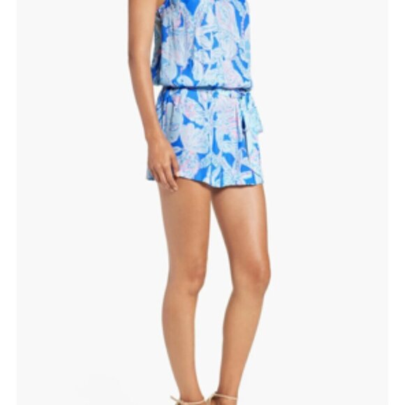 LILLY PULITZER Deanna Blouson Watercolor Strappy Romper Shorts XXS - Picture 3 of 14
